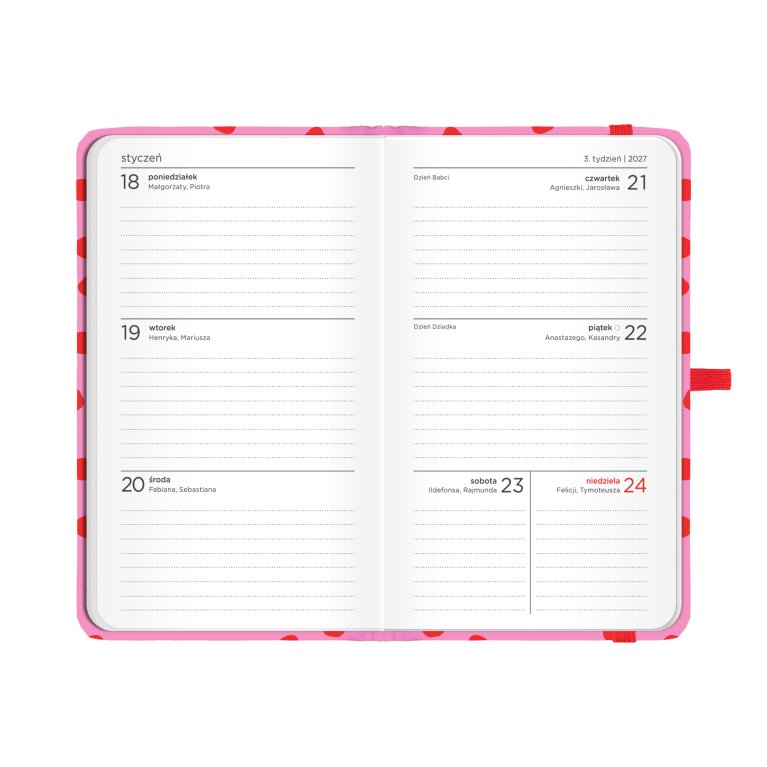                             Kalendarz tygodniowy kieszonkowy A6 - 2027                        