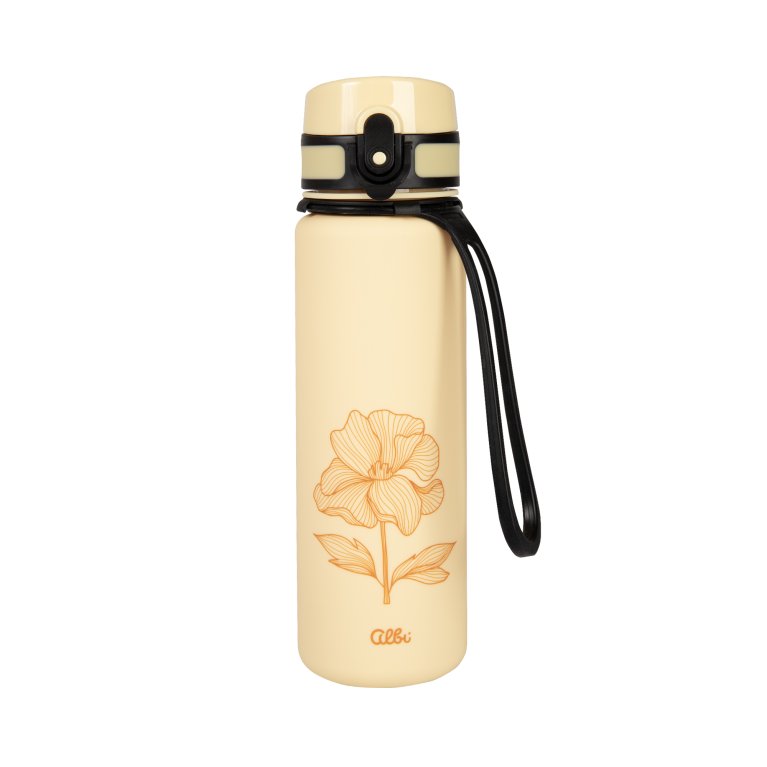 Láhev pastelová žlutá_květina_500 ml                    
